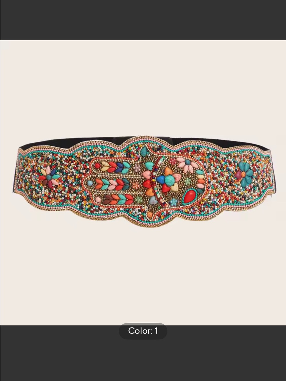 Hand-Beaded Multicolor Women's Waist Belt - Picture 11 of 11
